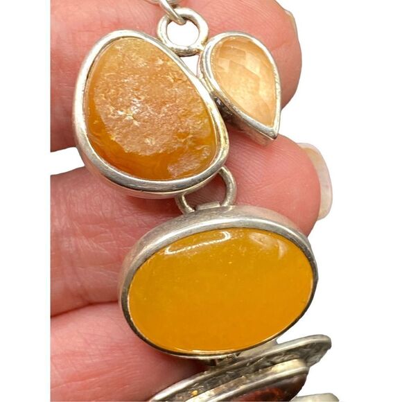 Whitney Kelly sterling silver 925 multi stone toggle bracelet signed - Picture 6 of 13